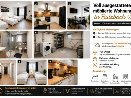 Voll ausgestattete & möblierte Wohnungen in Butzbach – TOP LAGE