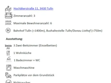 3430 Tulln - Monteurzimmer Eckerl - Tulln IV