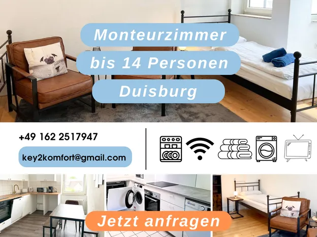 3 Monteurwohnungen in 47495 RHEINBERG, VOLL AUSGESTATTETE