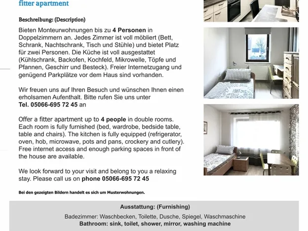 Monteurwohnung Hildesheim/Hannover