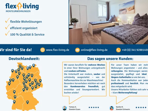 flex living - Monteurwohnungen in Wuppertal (DEU|EN|PL|HU|RU)